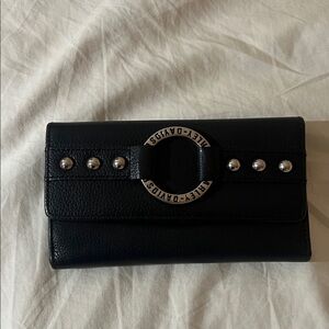 Harley-Davidson Black Leather Wallet with Silver Accents